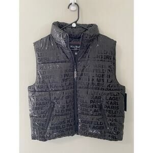 Karl Lagerfeld Black Puffer Vest Womens Medium Lightweight Zip Size Medium